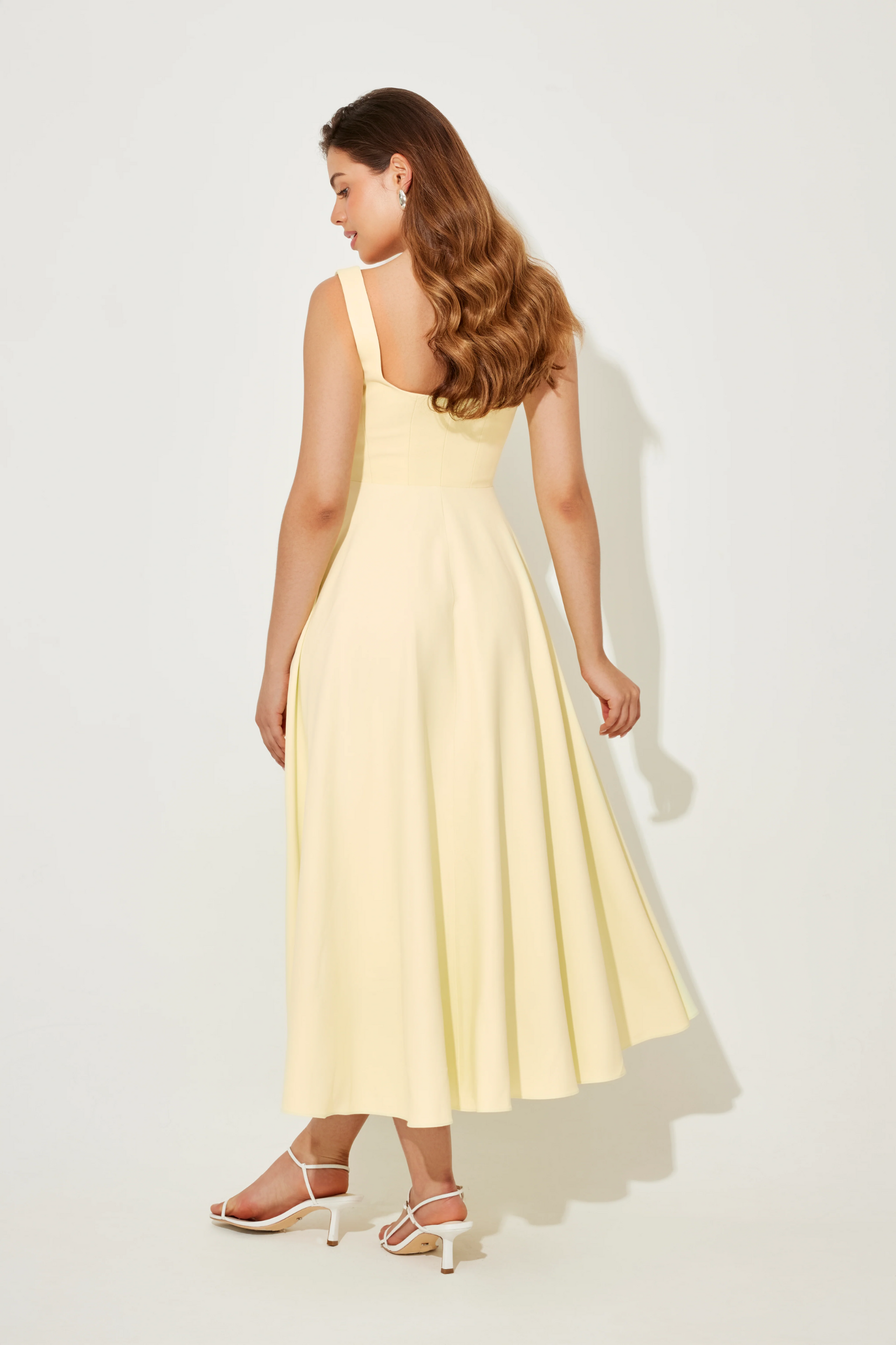 The July Muse High Waist Square Neck Midi Dress
