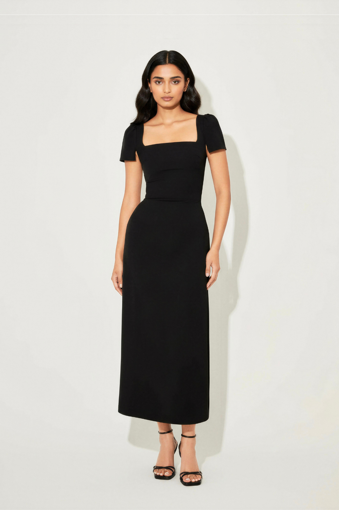 square neckline dress black Aalma Dress