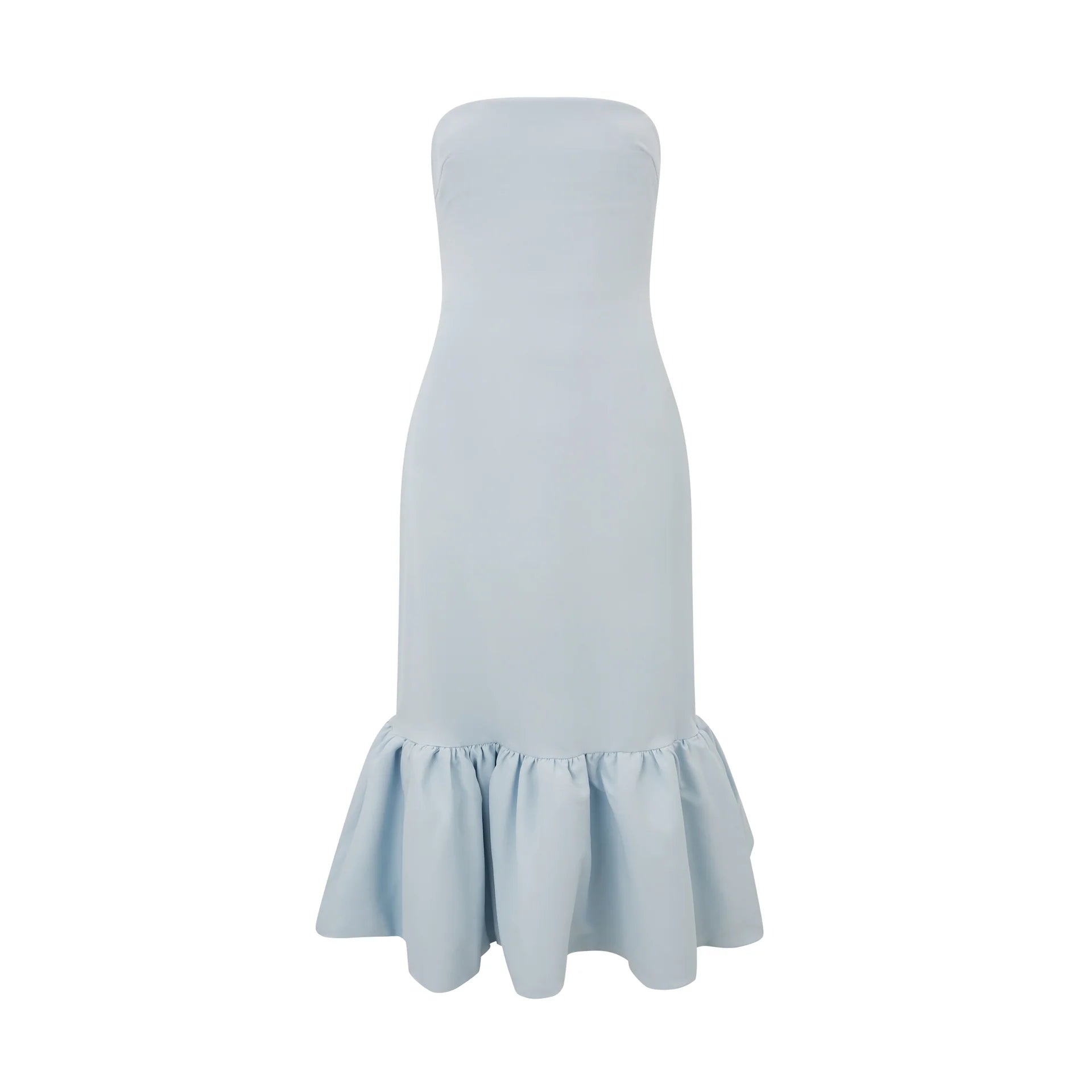 The July Muse Strapless Peplum Hem Midi Dress