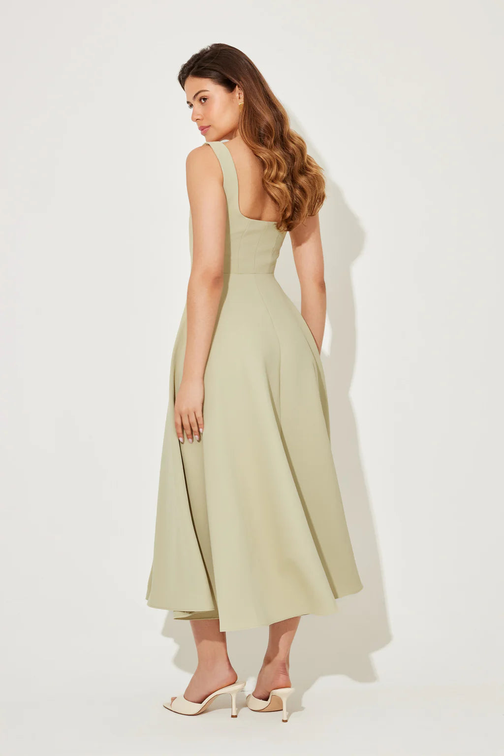 The July Muse High Waist Square Neck Midi Dress