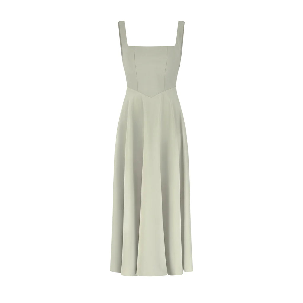 The July Muse High Waist Square Neck Midi Dress