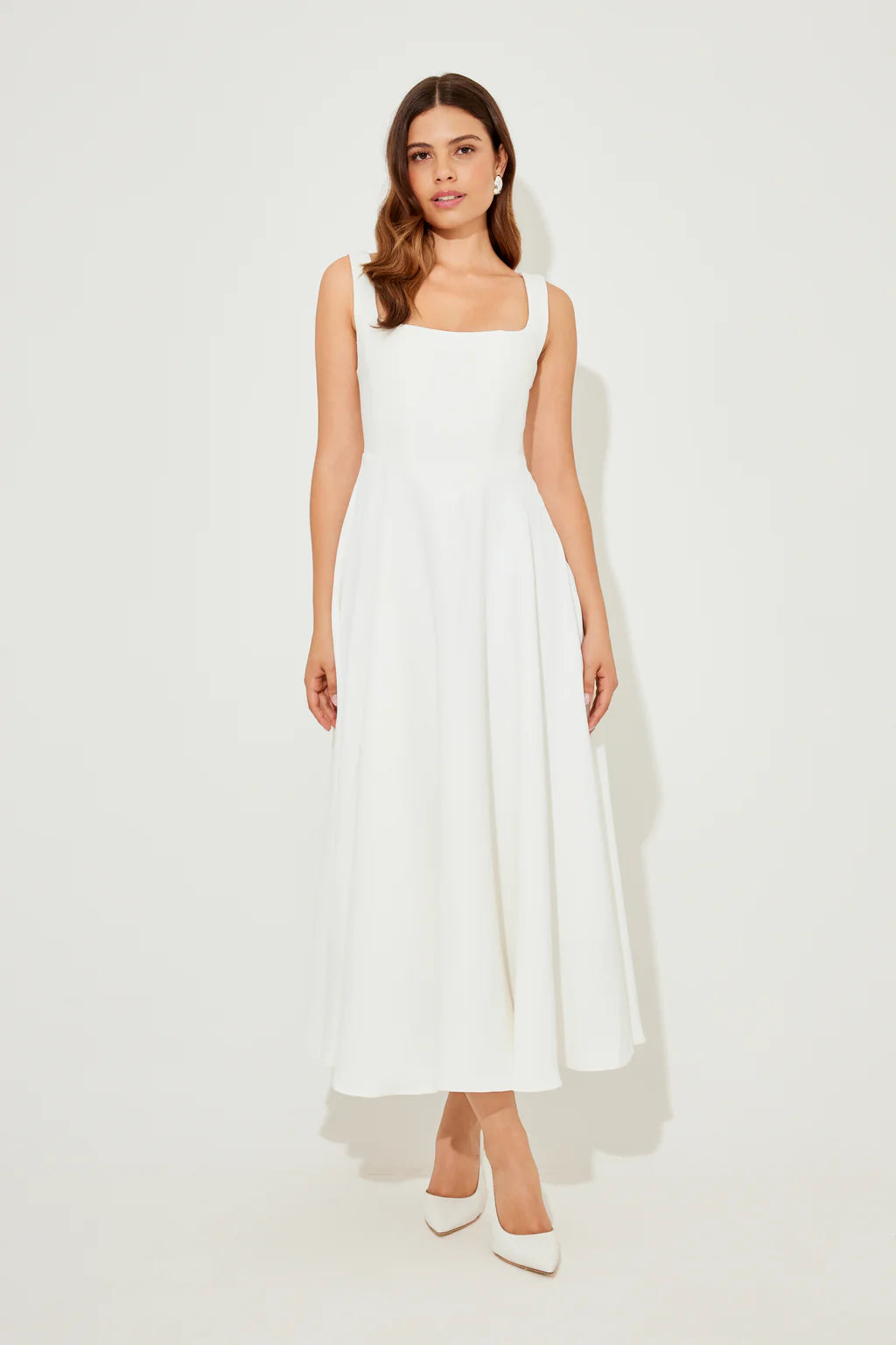 The July Muse High Waist Square Neck Midi Dress