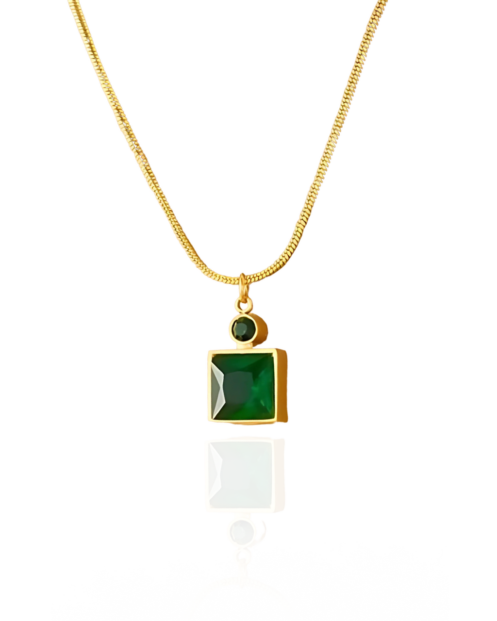 Gold green stone pendant