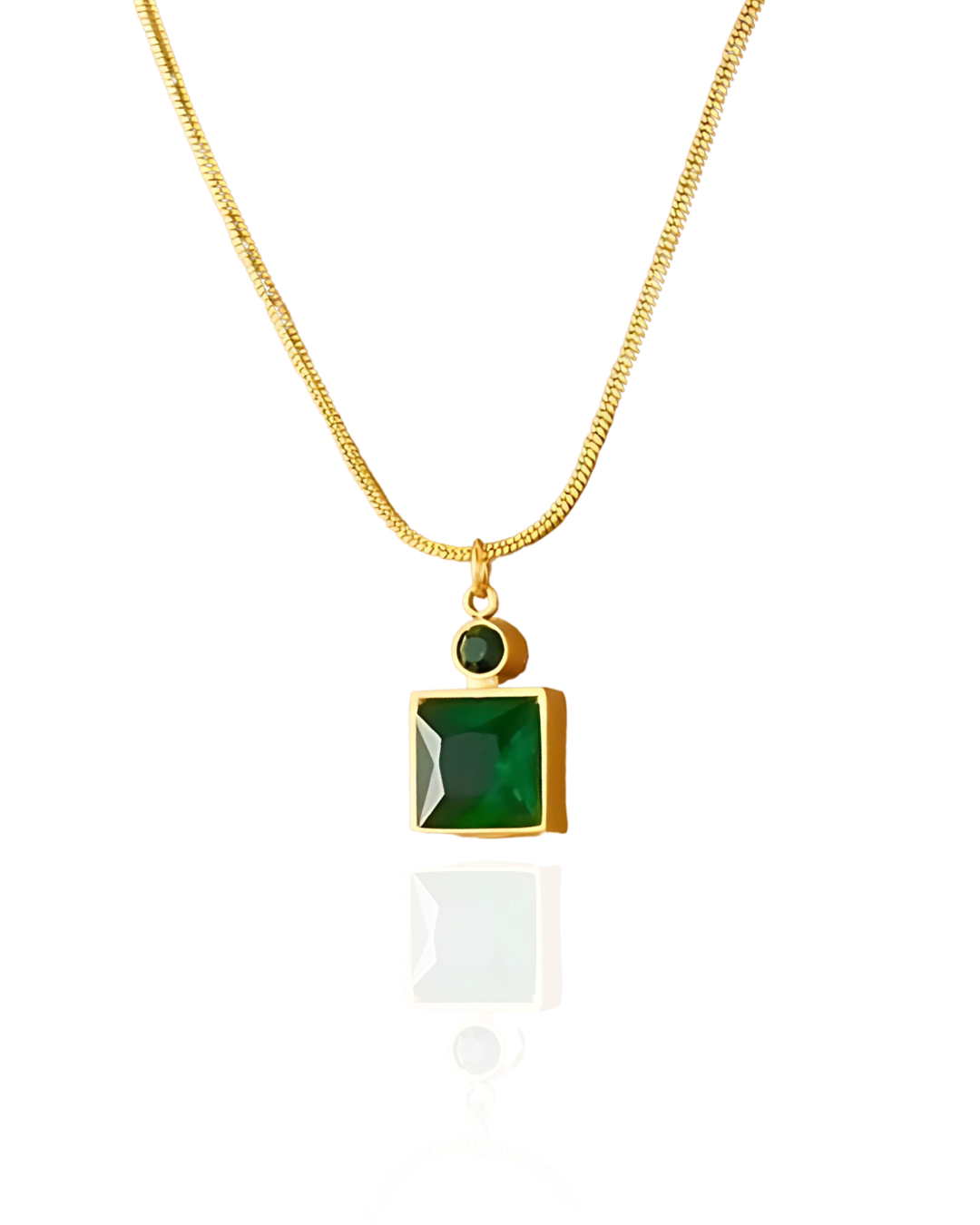 Gold green stone pendant