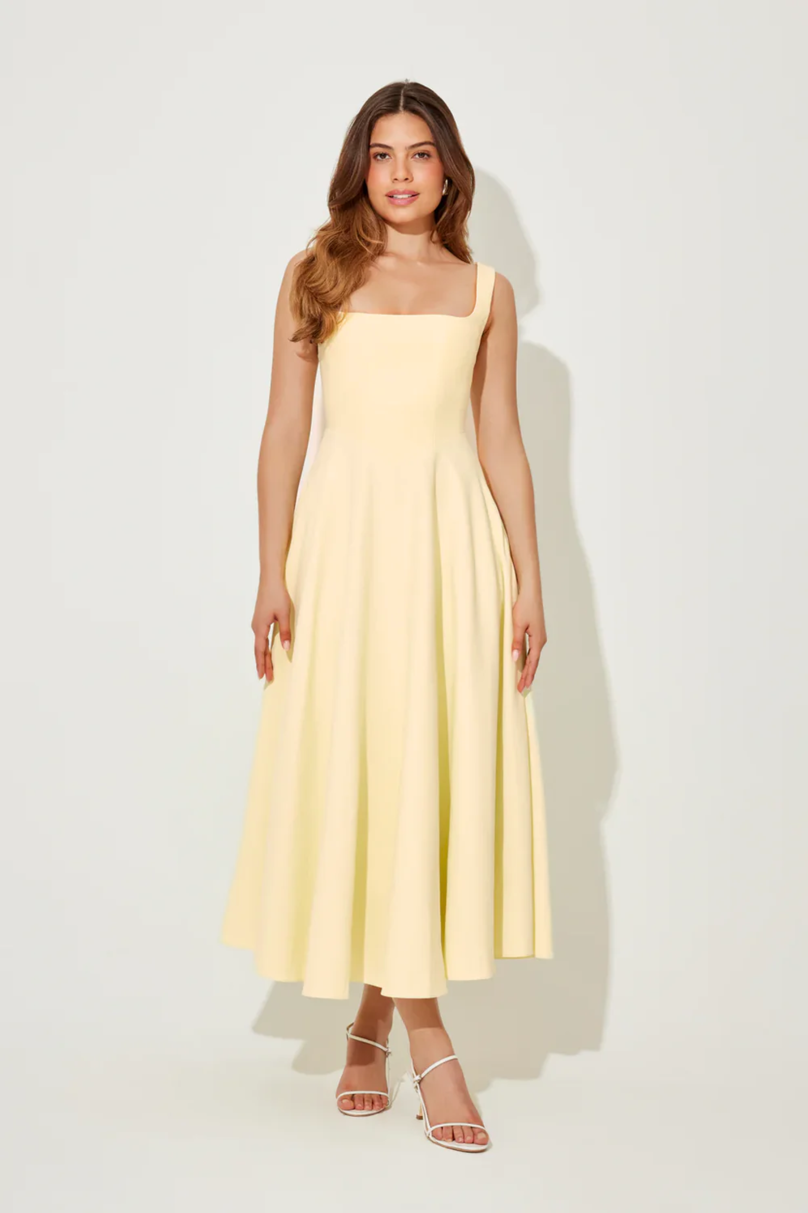 The July Muse High Waist Square Neck Midi Dress
