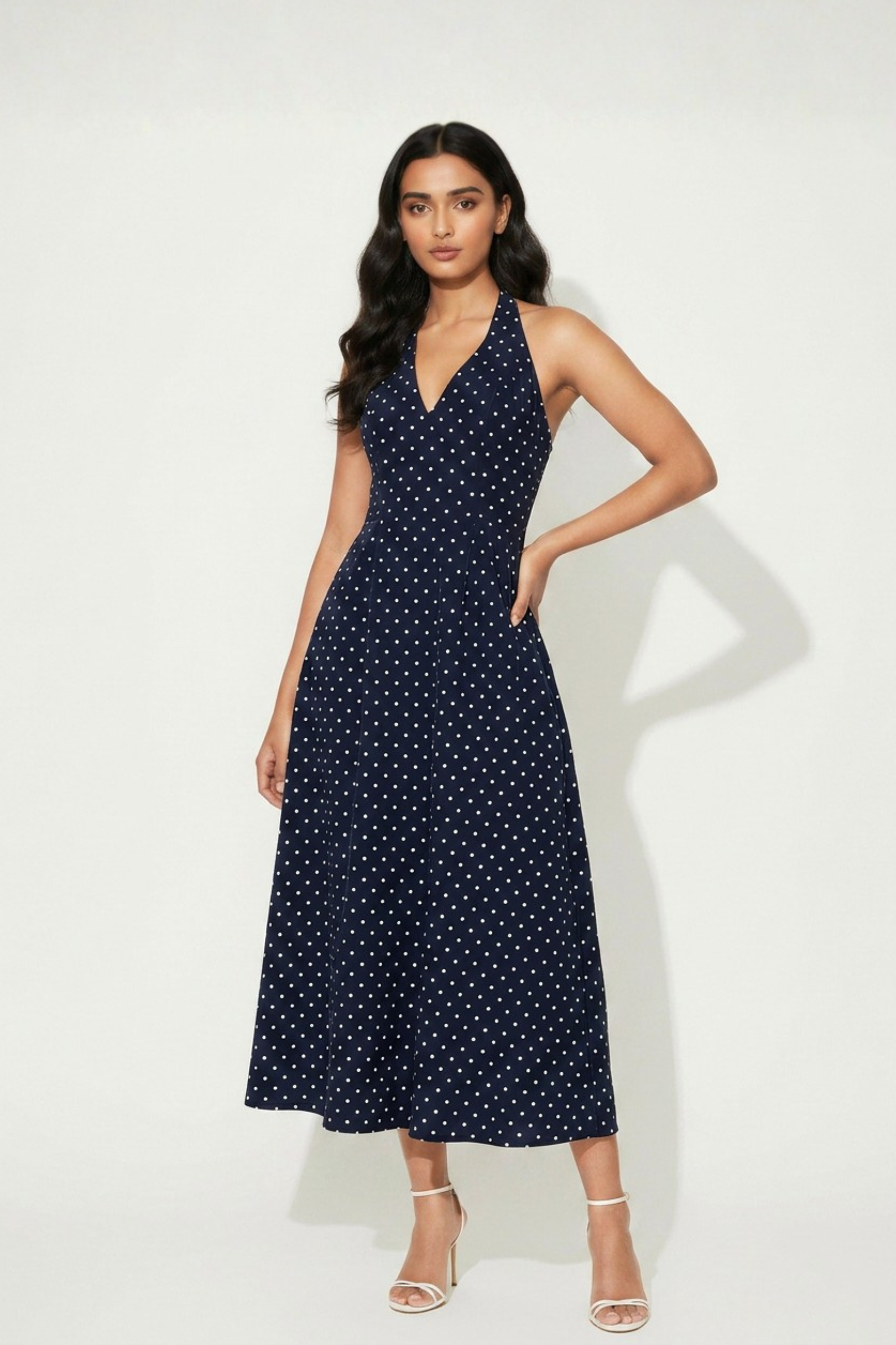 Palma Dress | Navy Polka