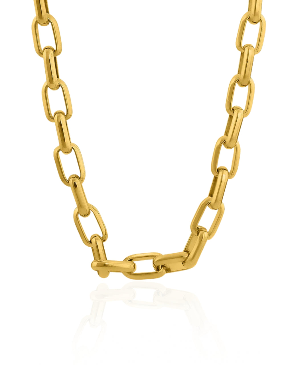 Gold Hollow Link Chain Necklace