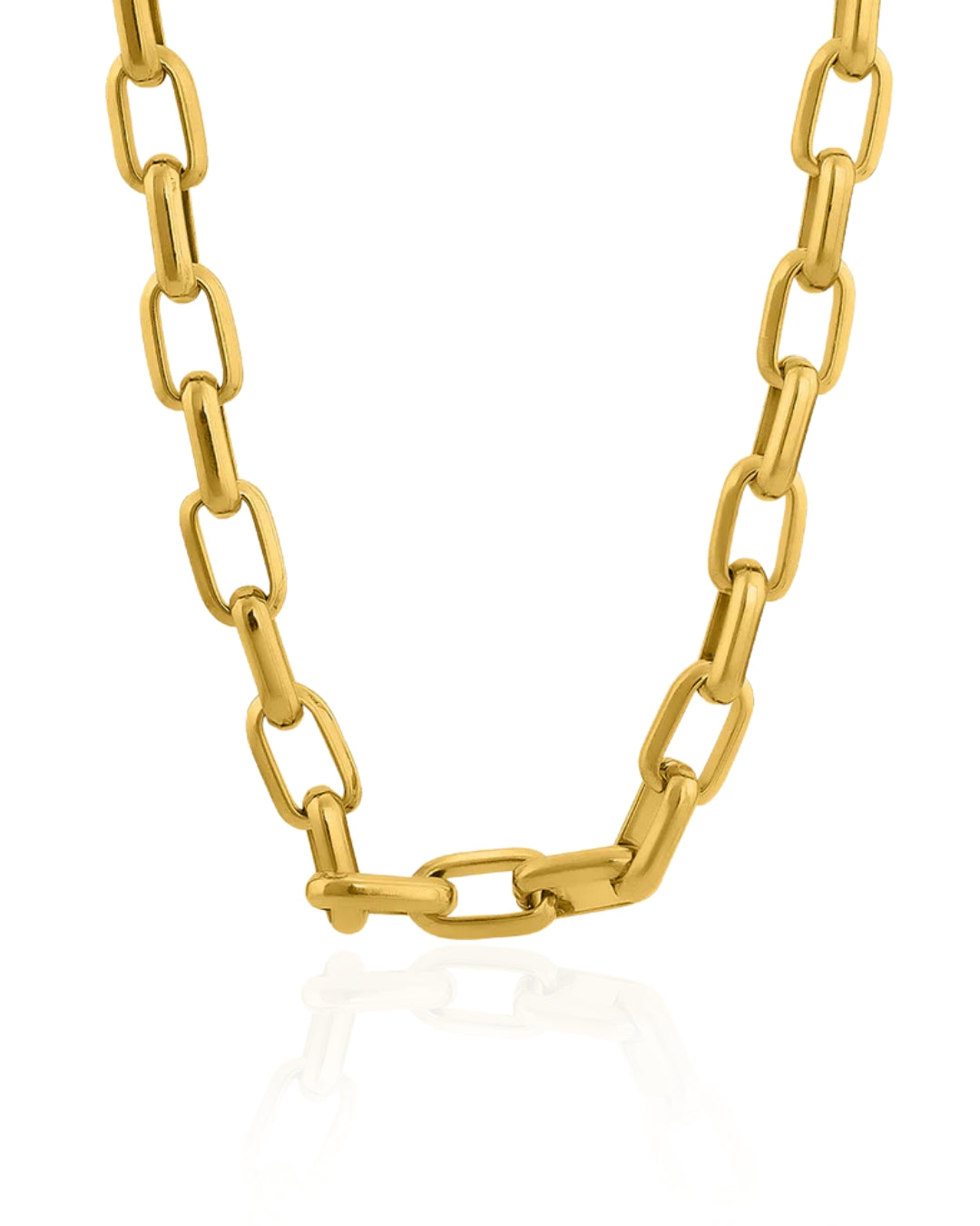 Gold Hollow Link Chain Necklace