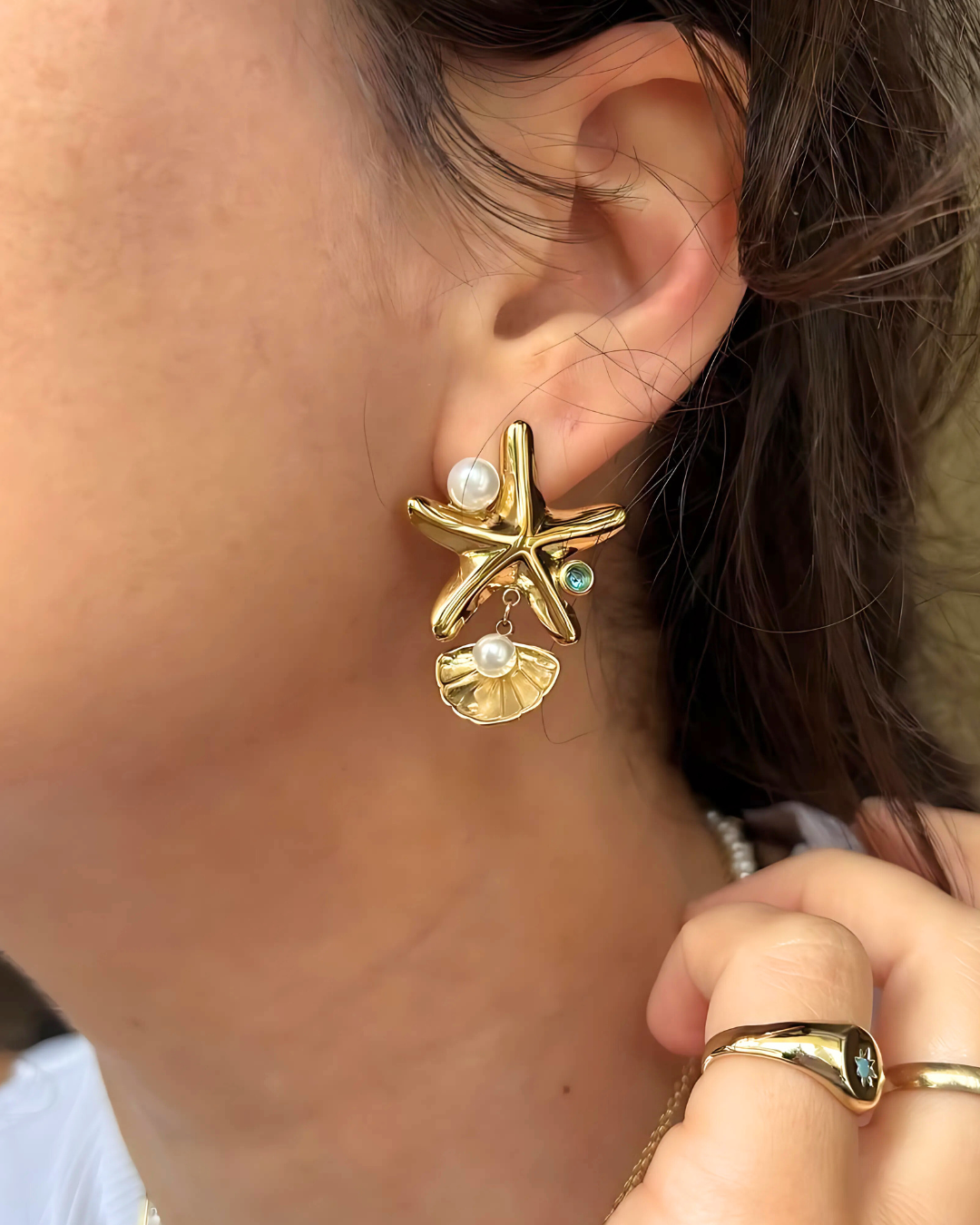 Shell star earring