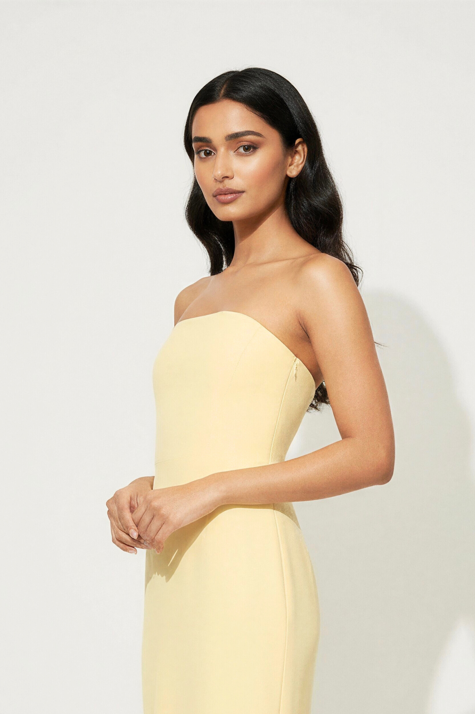 Bianca Strapless Dress | Butter Yellow The July Muse Bianca Strapless Dress | Butter Yellow The July Muse