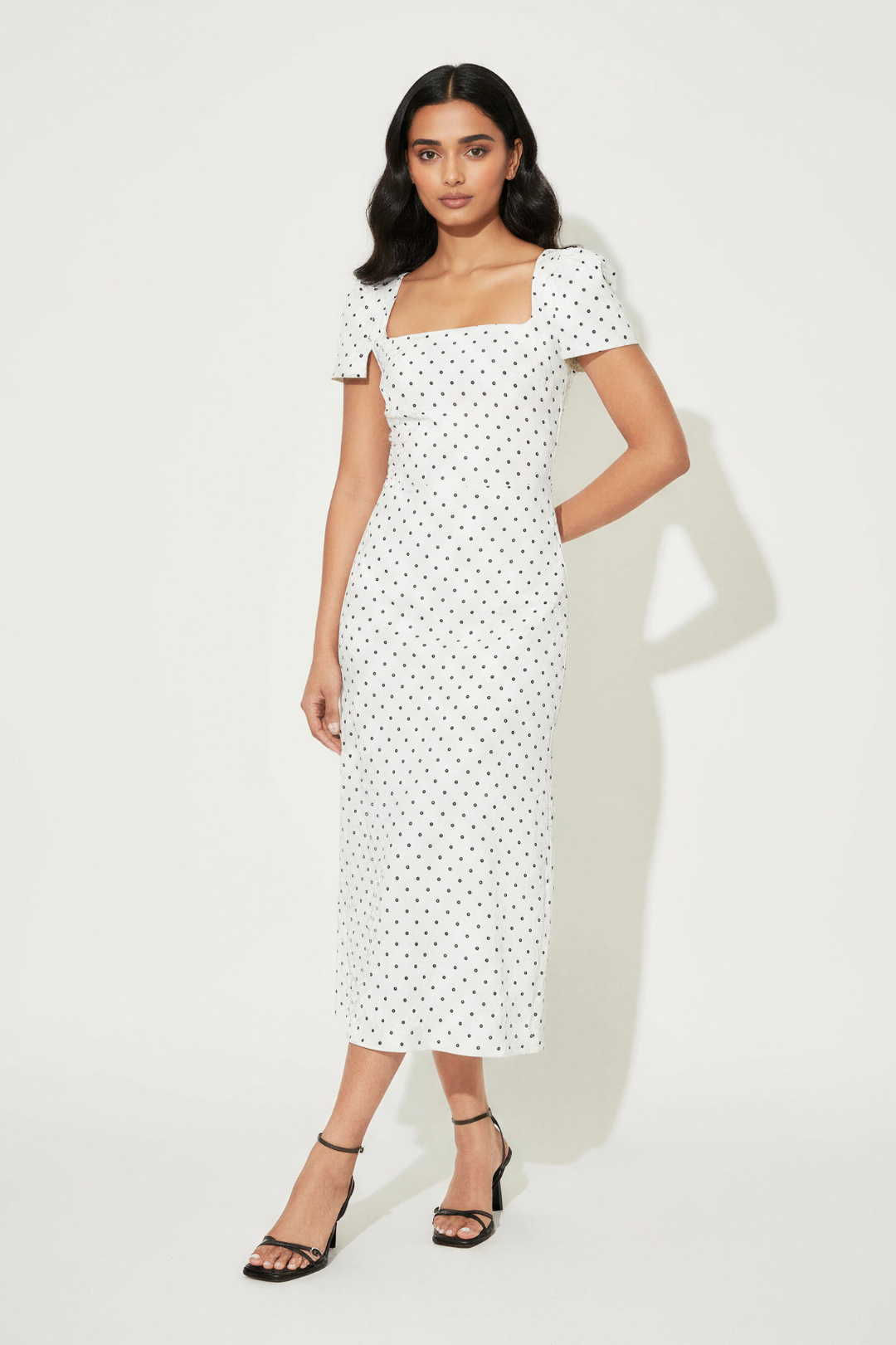 Aalma Dress | White Polka Dot