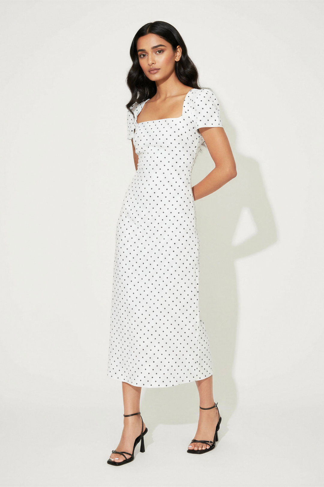Aalma Dress | White Polka Dot