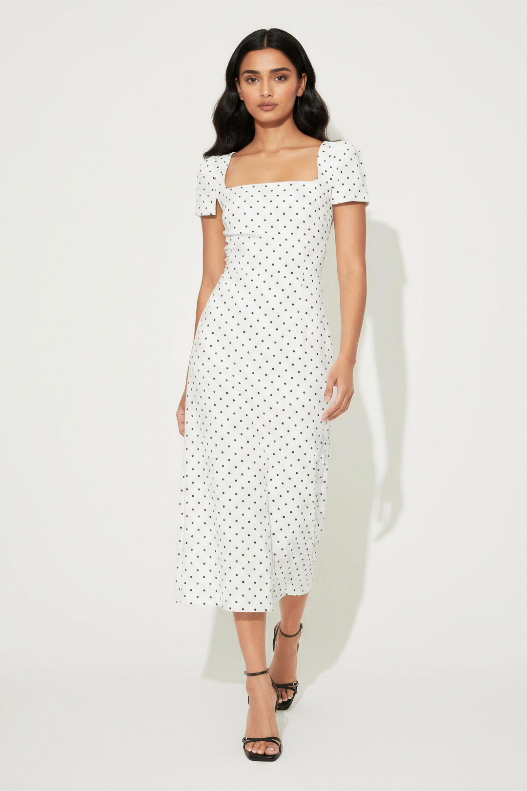 Aalma Dress | White Polka Dot