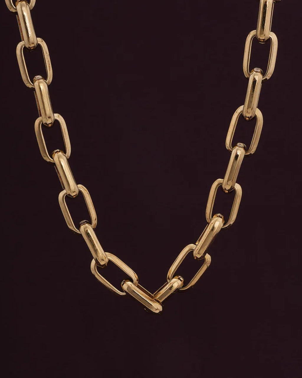 Gold Hollow Link Chain Necklace