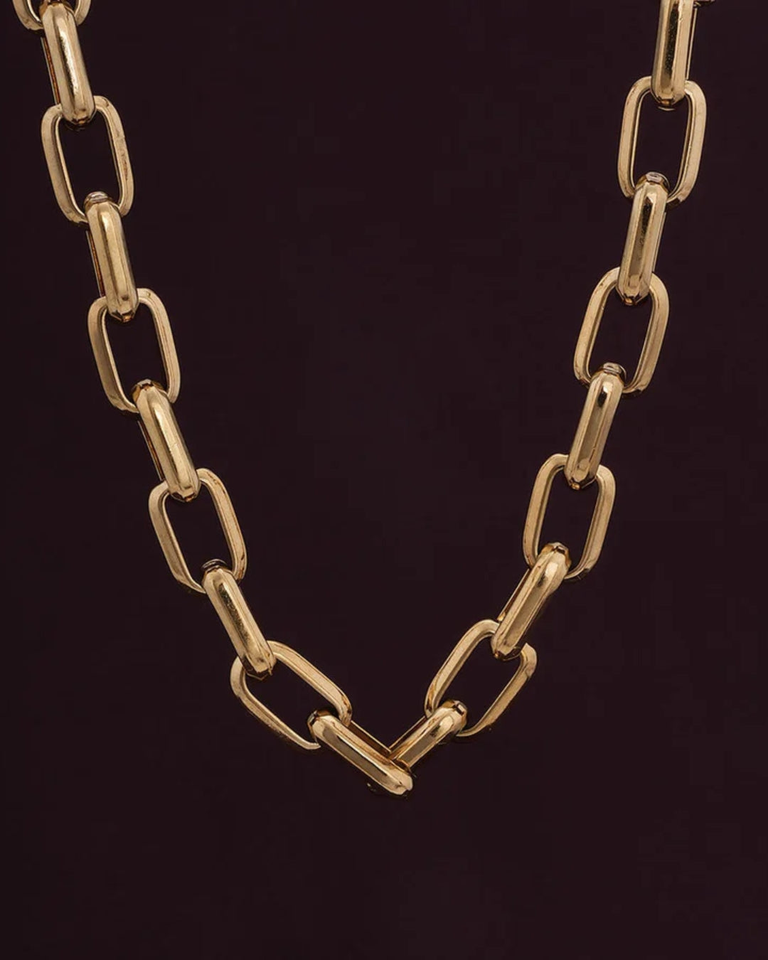Gold Hollow Link Chain Necklace
