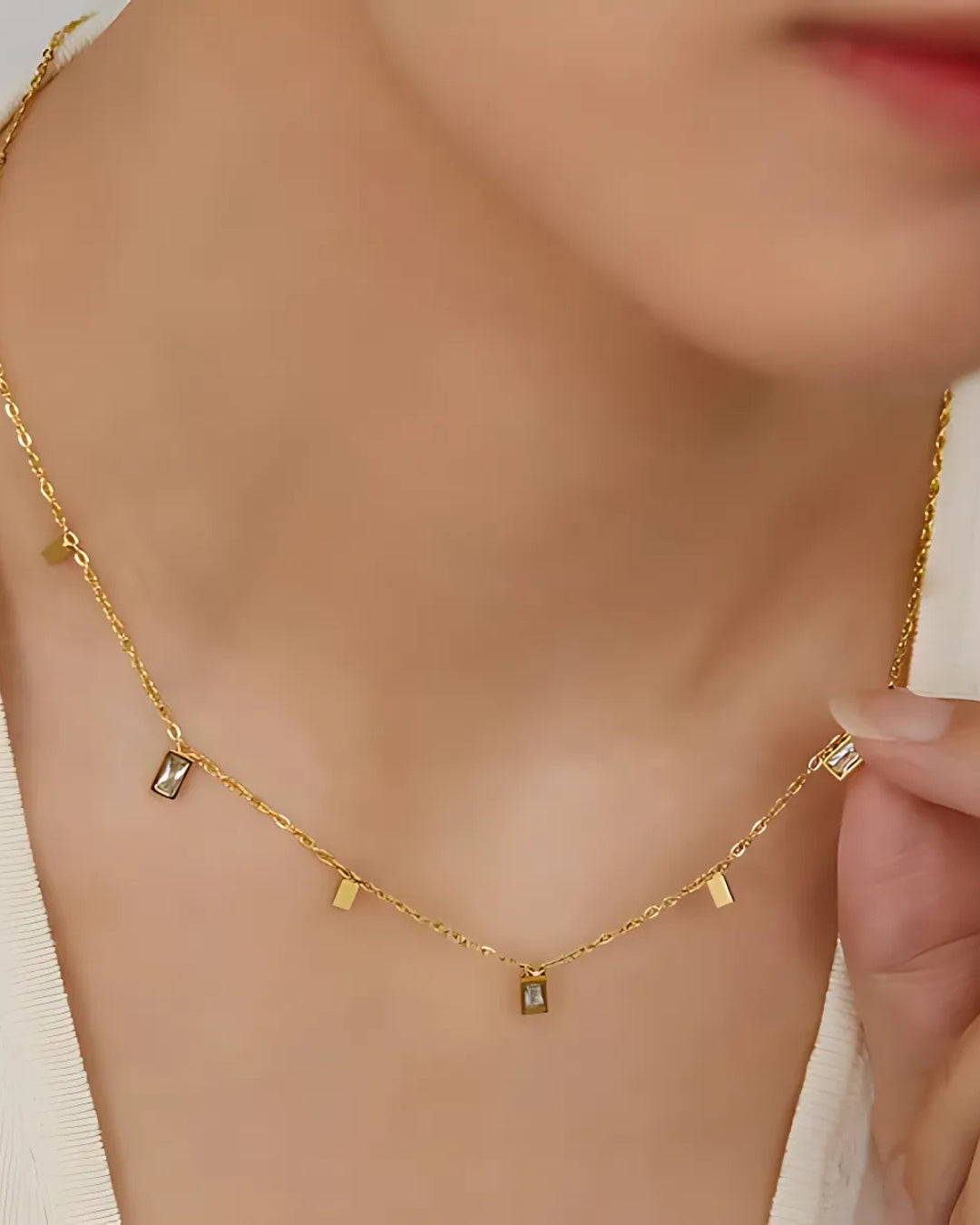 gold zircon necklace