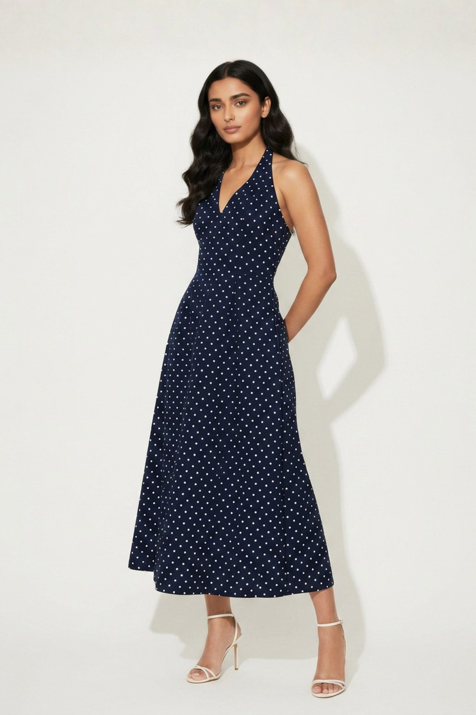 Palma Dress | Navy Polka