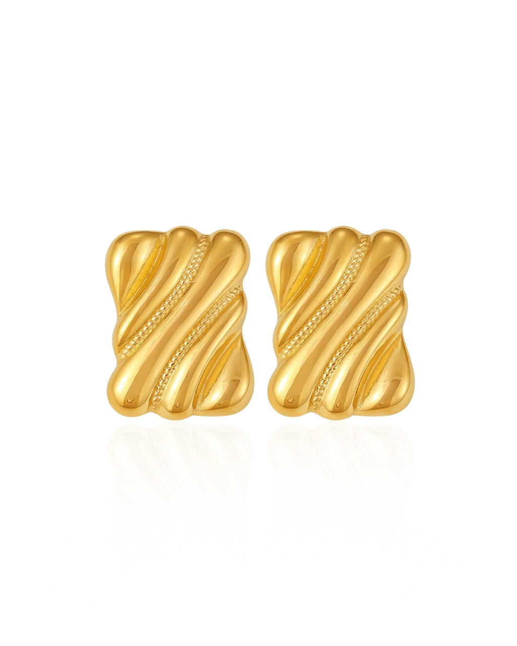 Rectangle gold Earing