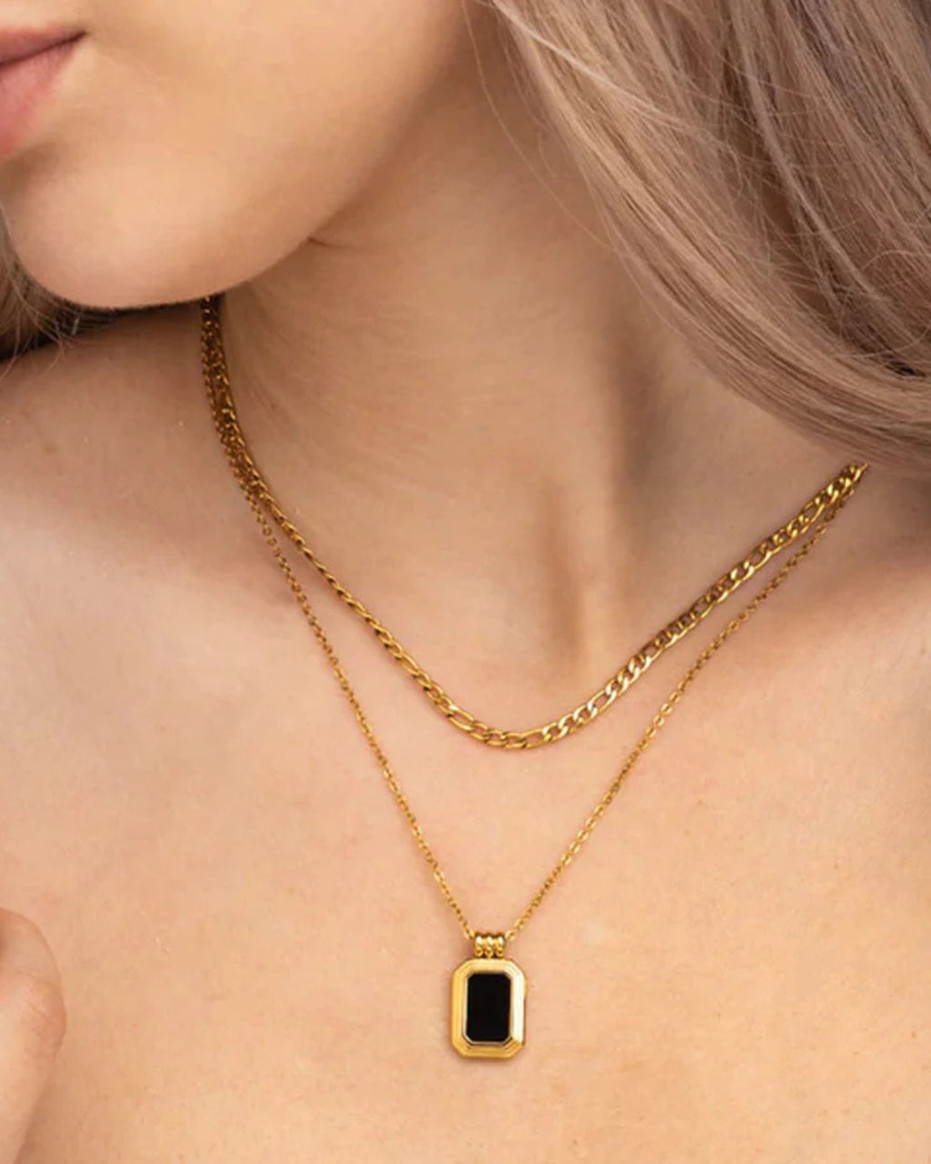Black Onyx Two Layer Necklace