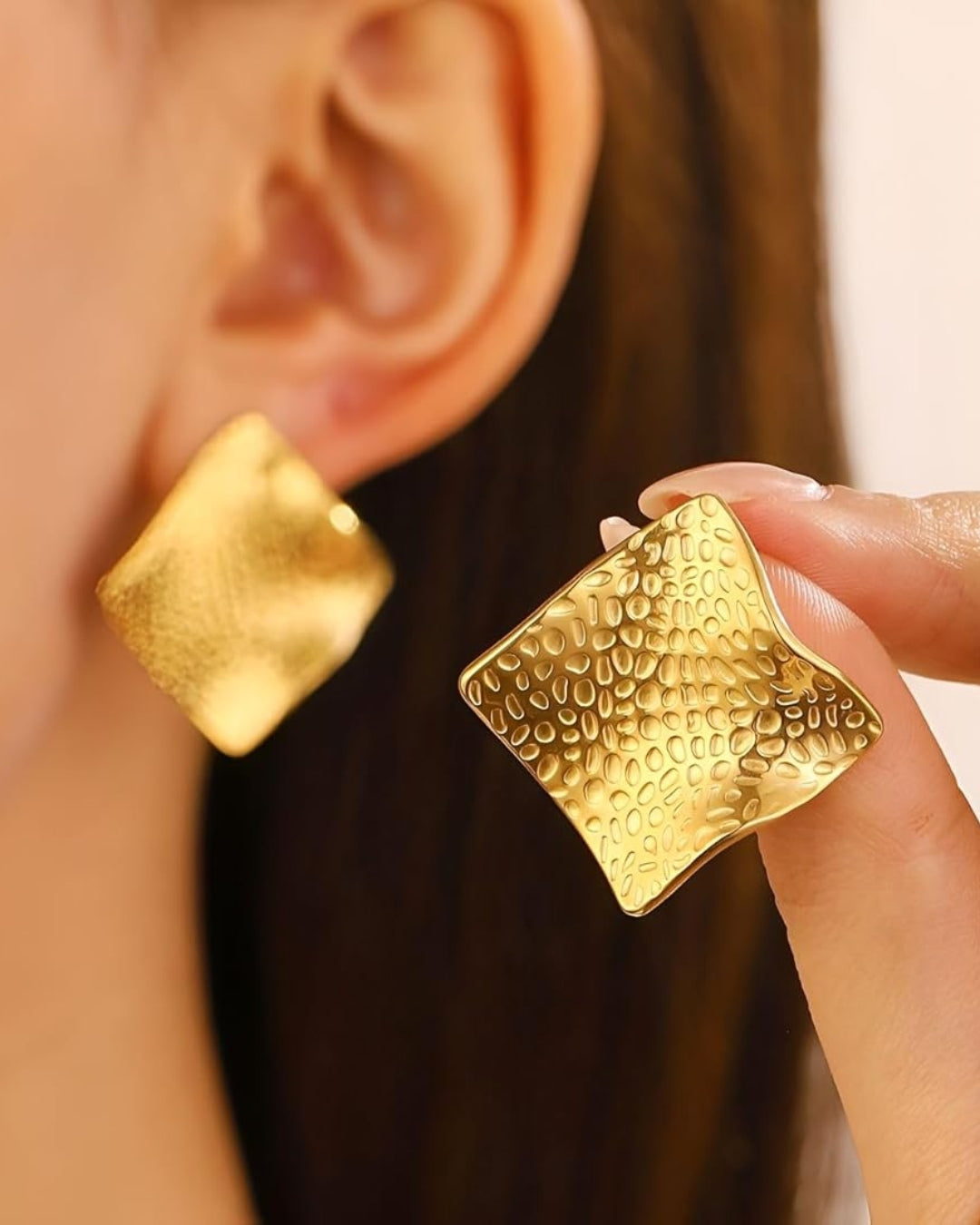 Square Textured Earring