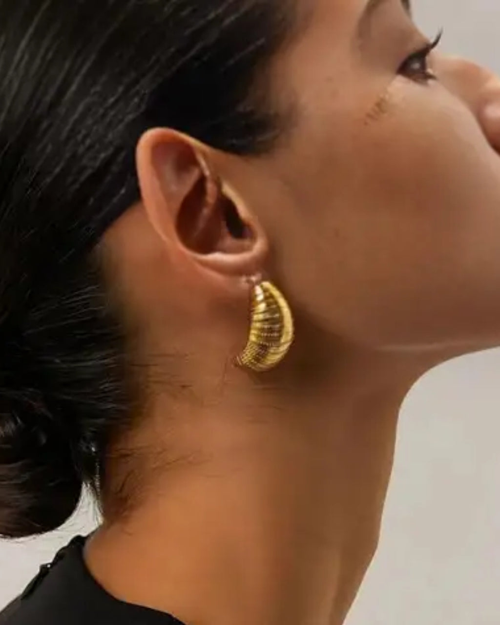 Gold Croissant Earring