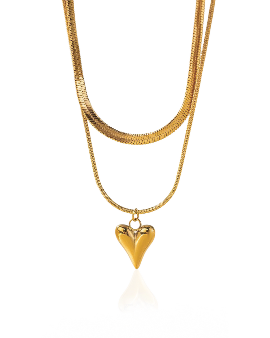 Layered chain heart necklace