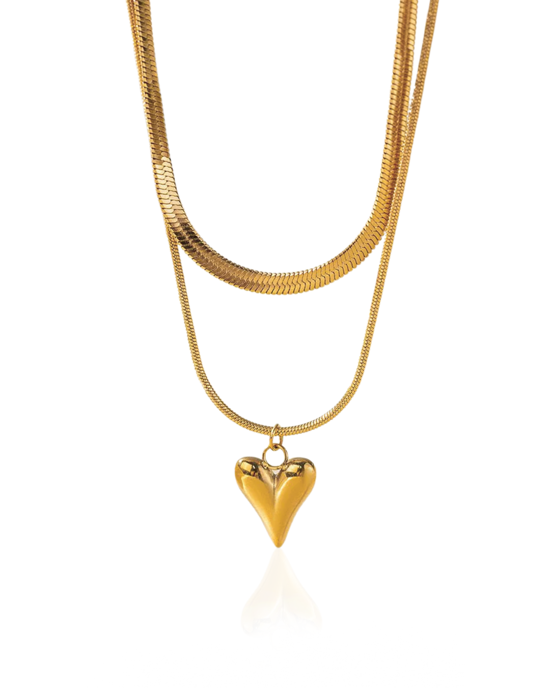 Layered chain heart necklace