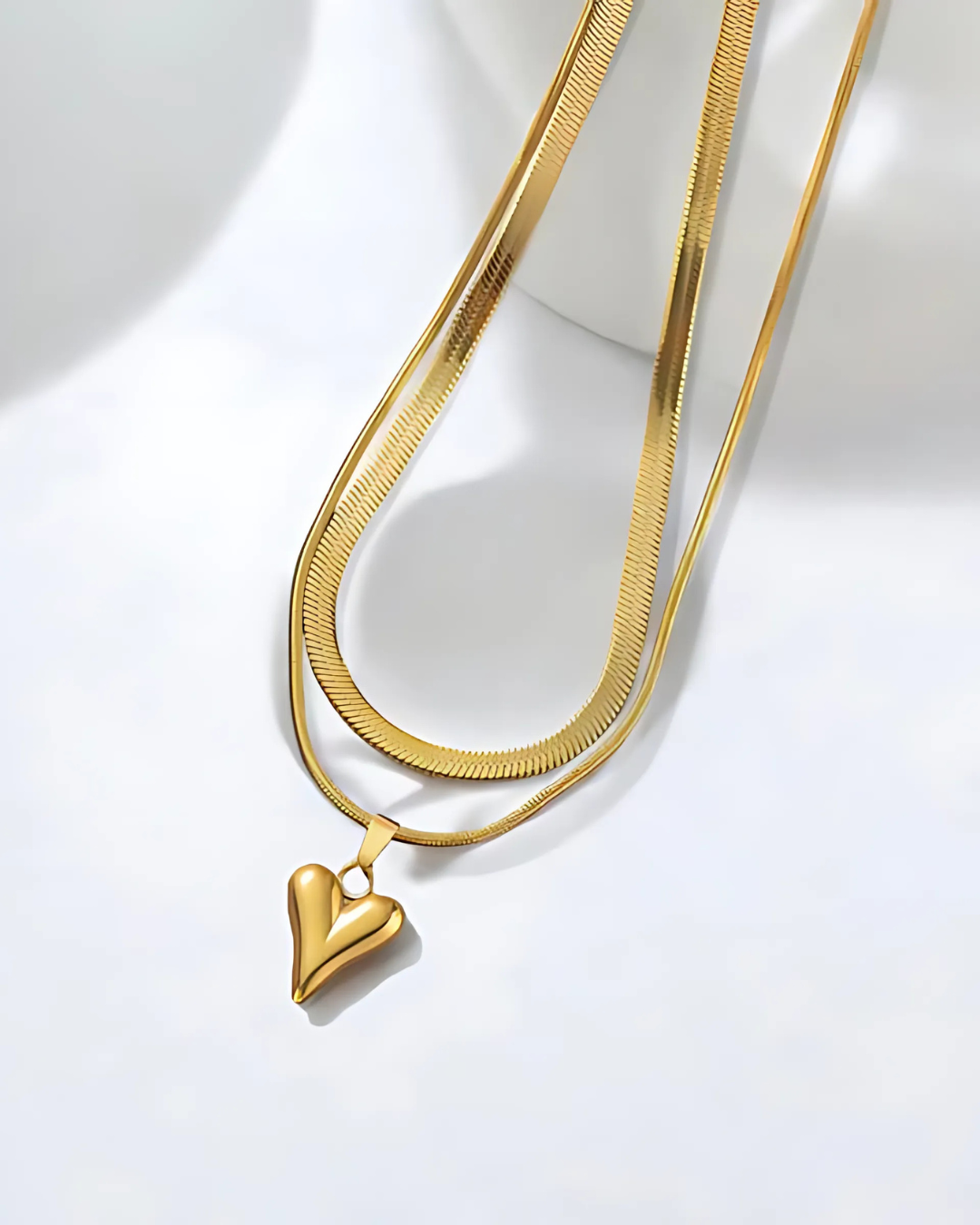 Layered chain heart necklace