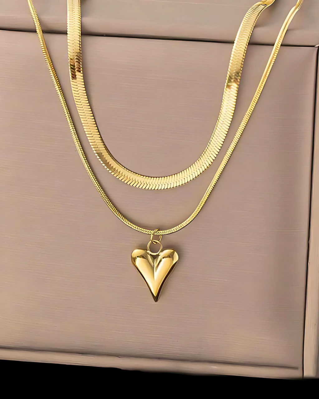 Layered chain heart necklace