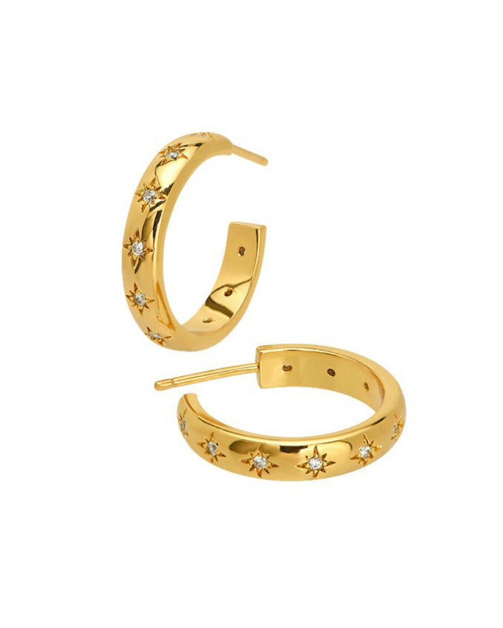 Gold star hoop earring