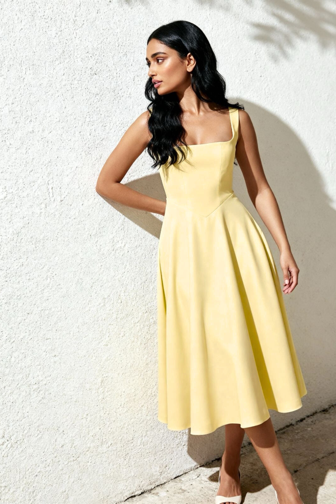 butter yellow midi dress Nola Midi