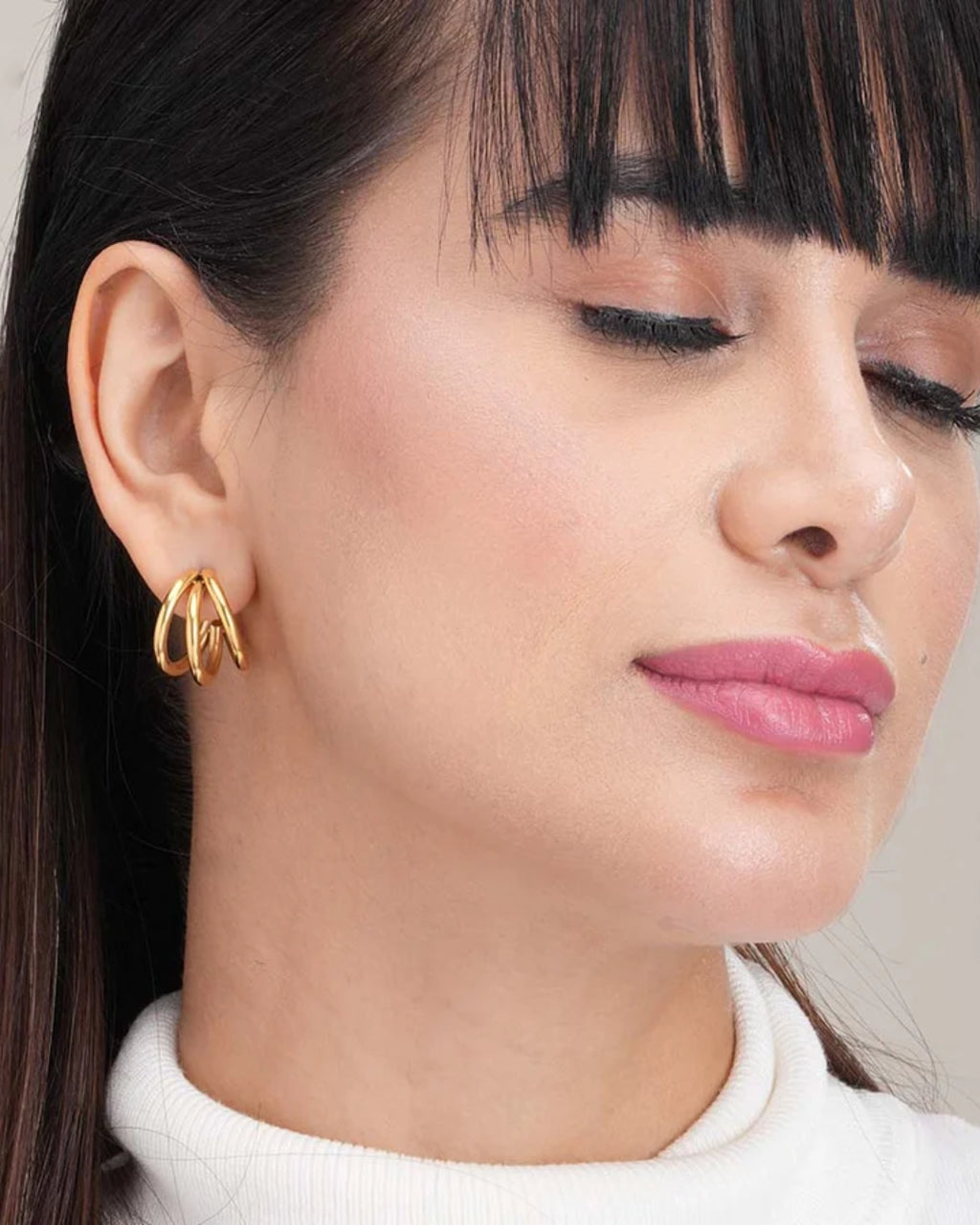 Triple Circle Hoop Earring