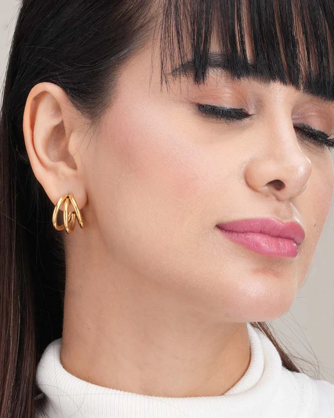 Triple Circle Hoop Earring