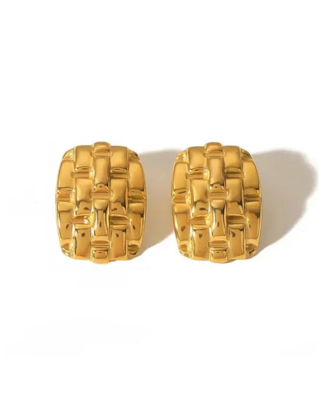 square texture stud earring