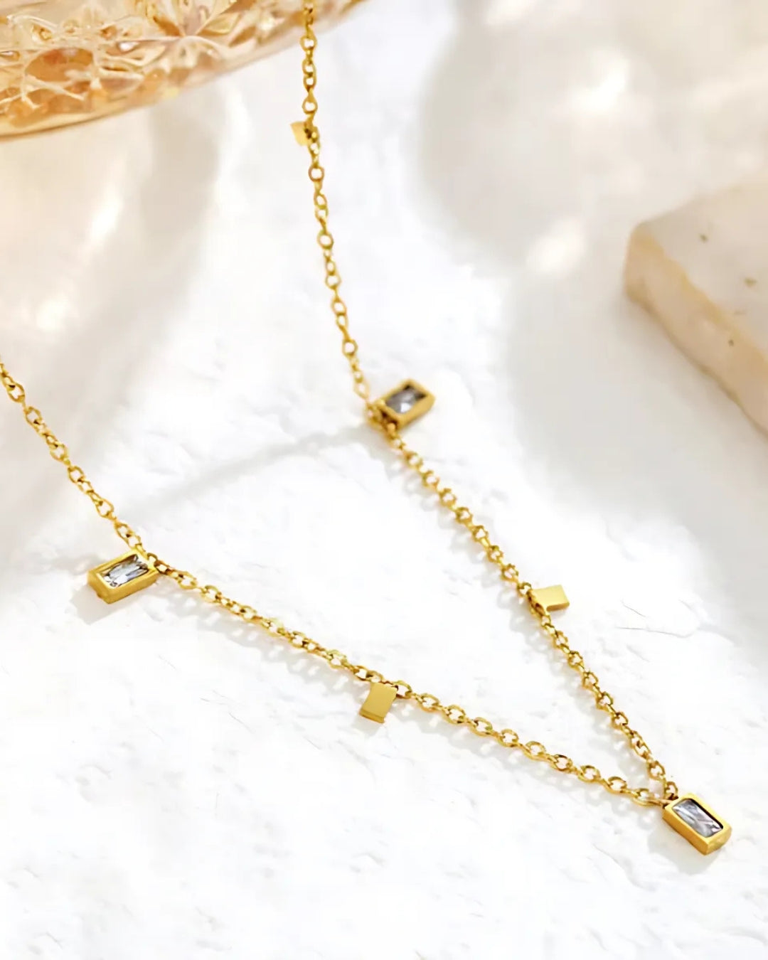 gold zircon necklace