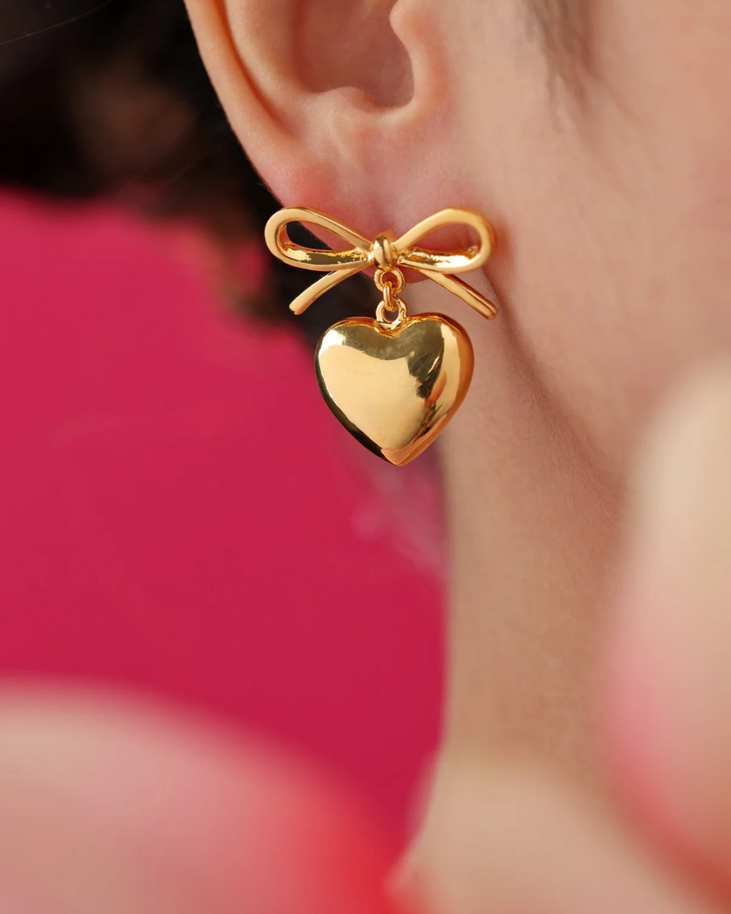 bow heart earring