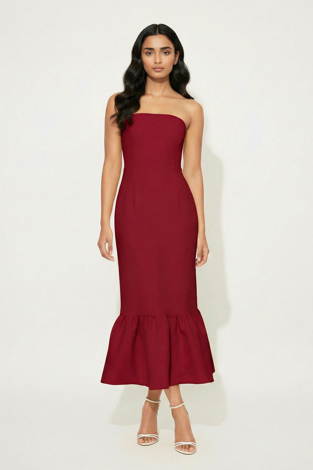 Bianca Strapless Dress | Cherry Red