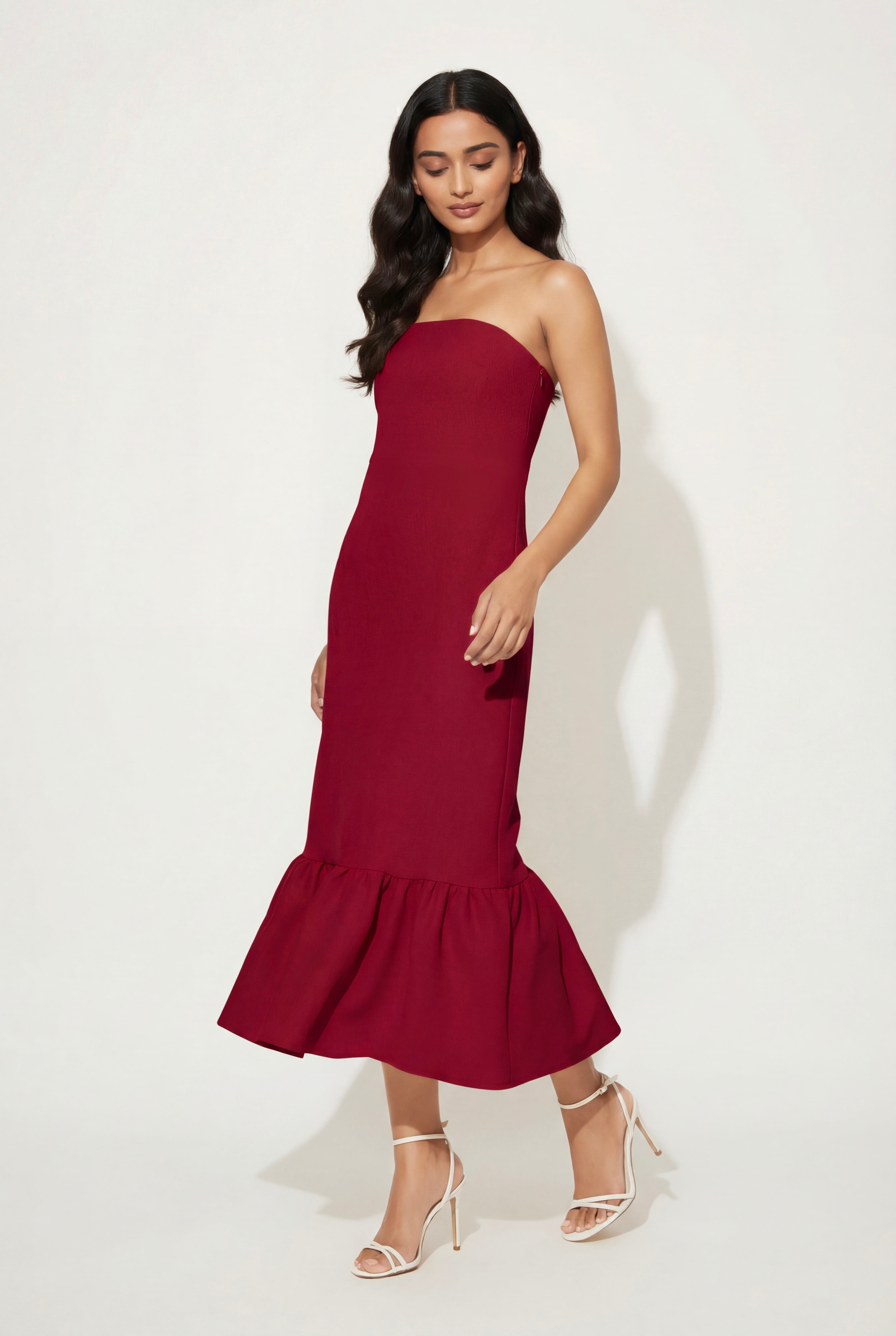 Bianca Strapless Dress | Cherry Red