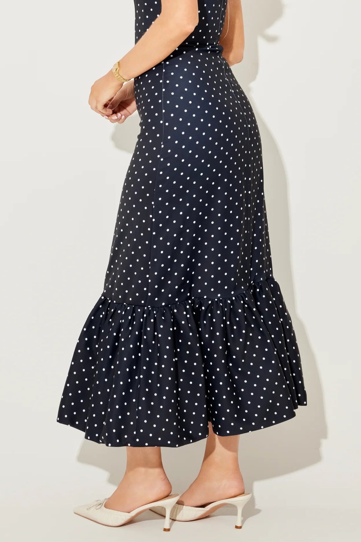 The July Muse Strapless Peplum Hem Midi Dress