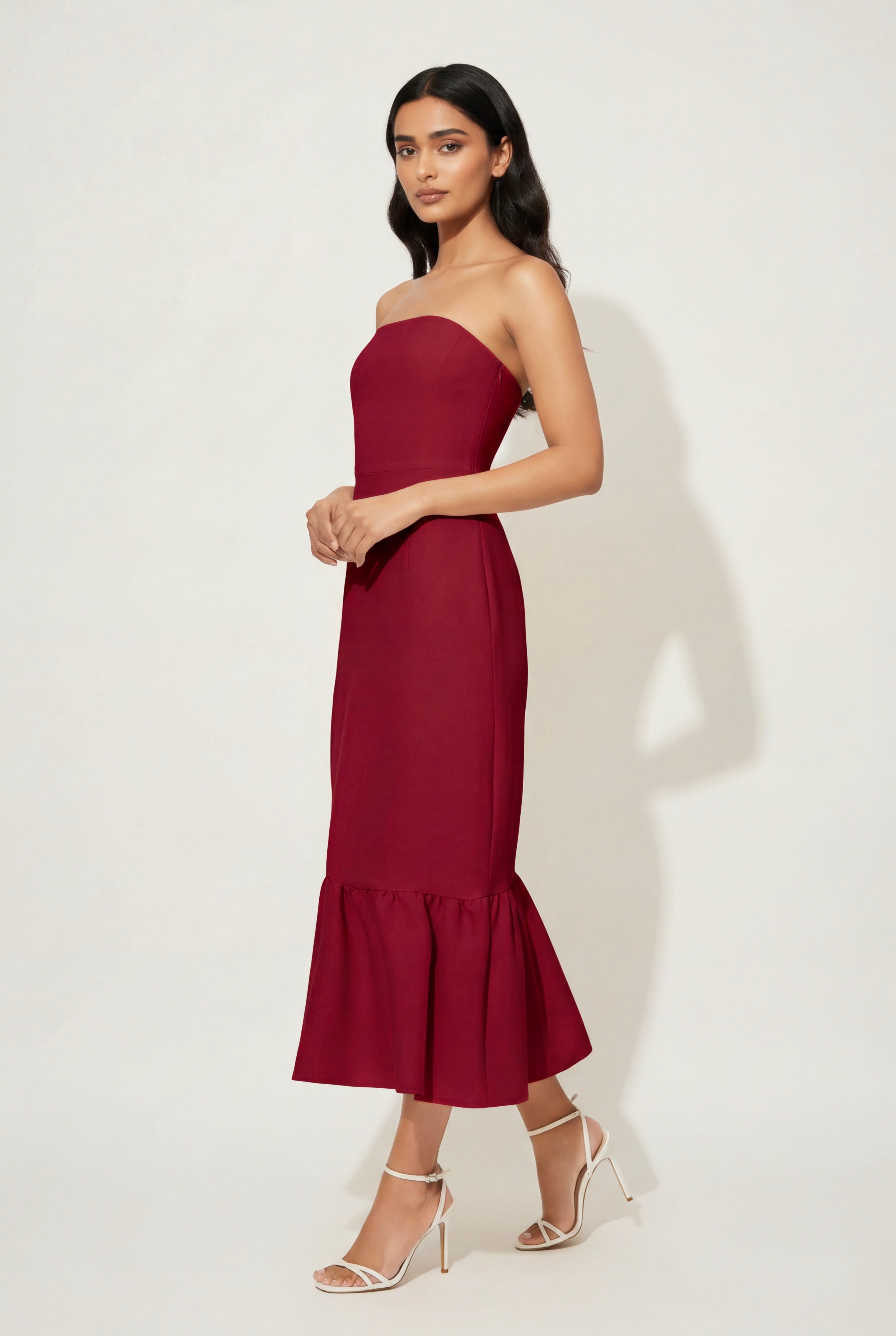 Bianca Strapless Dress | Cherry Red