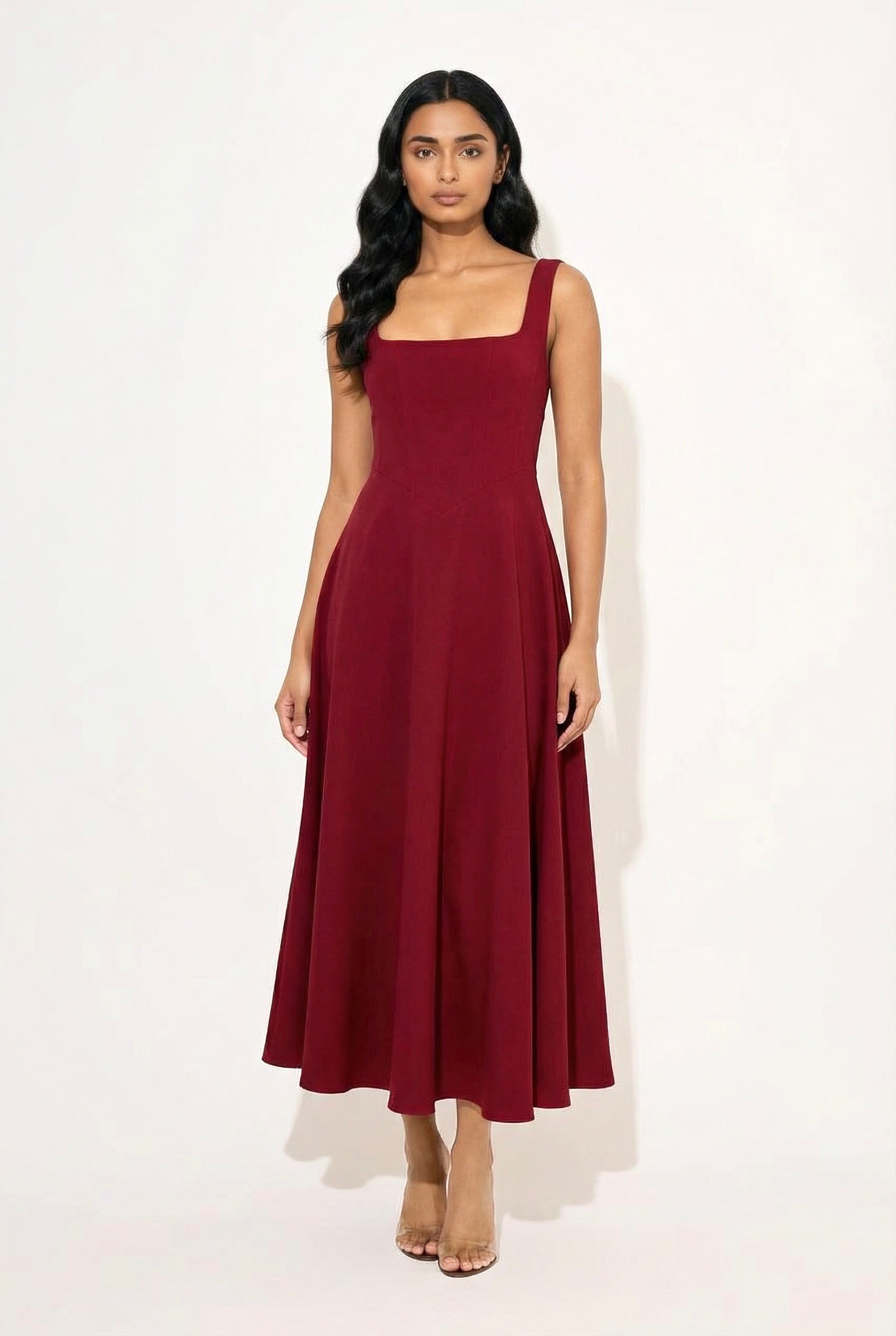 knee length dresses for ladies Nawari Midi Dress in Printed Lace Cherry, XS main image 0