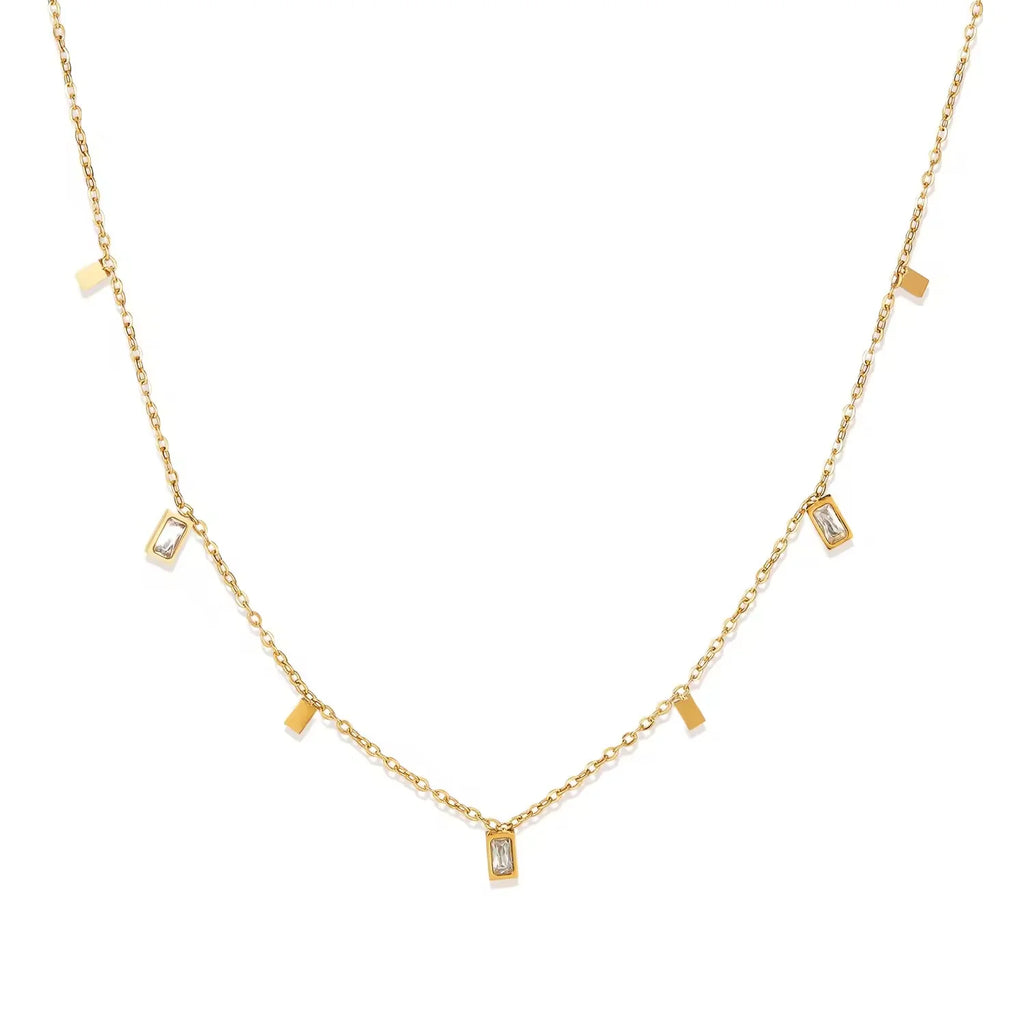gold zircon necklace