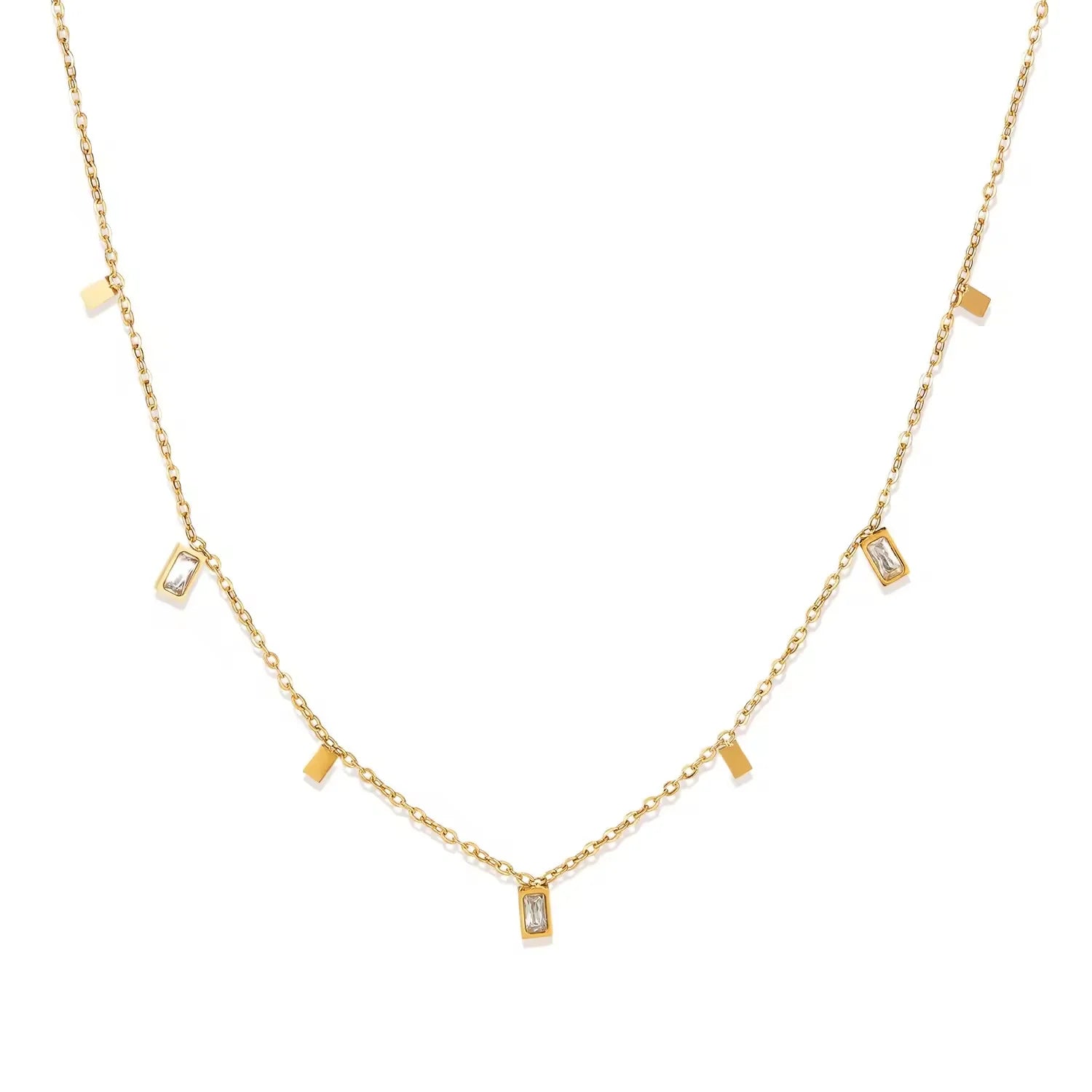 gold zircon necklace