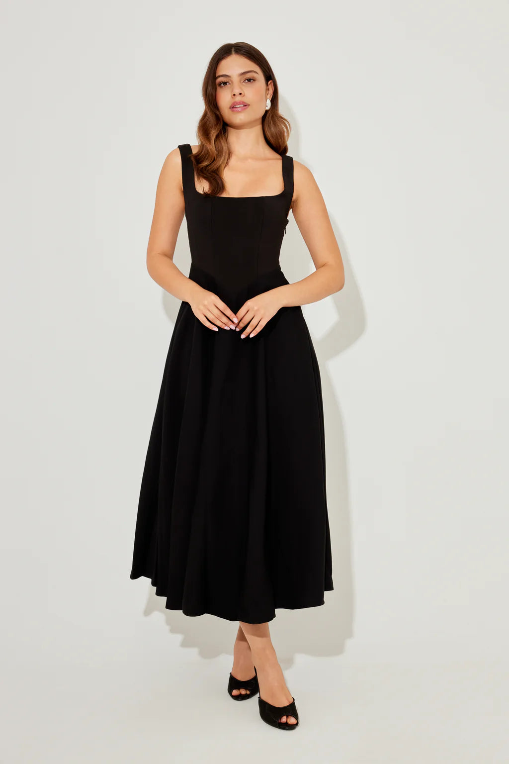 The July Muse High Waist Square Neck Midi Dress