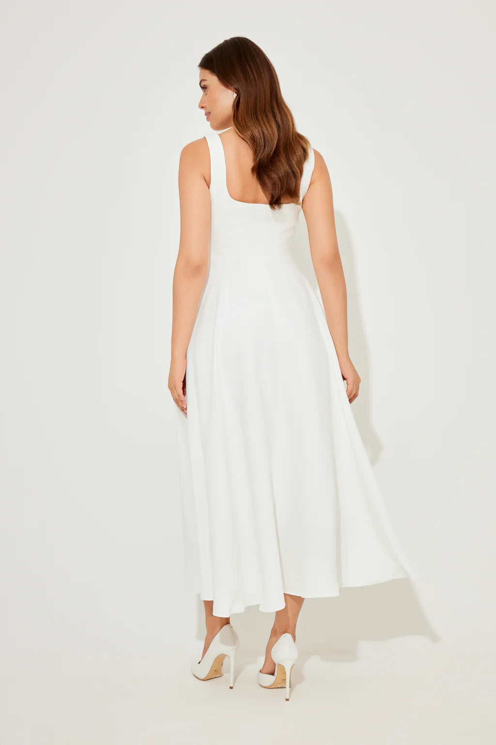 The July Muse High Waist Square Neck Midi Dress